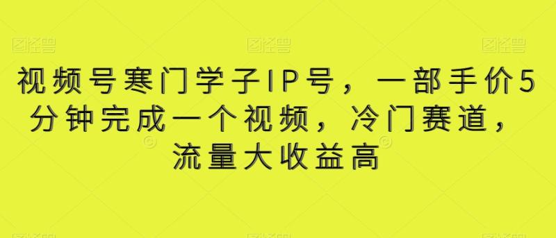 视频号寒门学子IP号，一部手价5分钟完成一个视频，冷门赛道，流量大收益高【揭秘】-秀人资源网