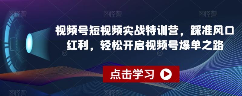 视频号短视频实战特训营，踩准风口红利，轻松开启视频号爆单之路-整合资源网
