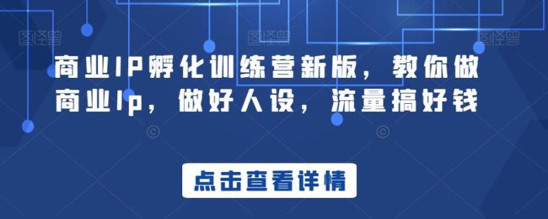 商业IP孵化训练营新版，教你做商业Ip，做好人设，流量搞好钱-秀人资源网