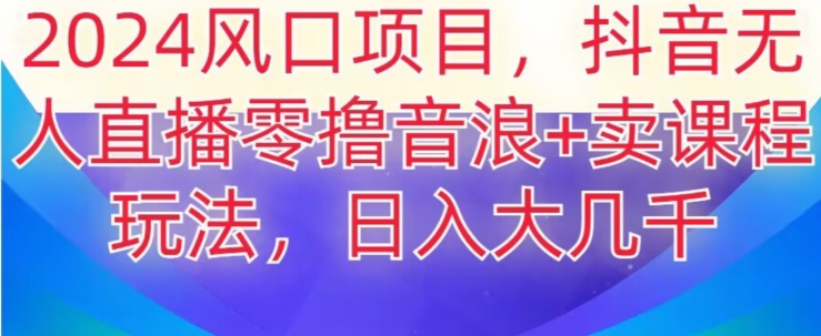 2024风口项目，抖音无人主播撸音浪+卖课程玩法，日入大几千【揭秘】-秀人资源网