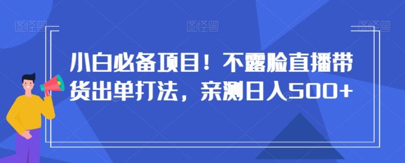 小白必备项目！不露脸直播带货出单打法，亲测日入500+【揭秘】-秀人资源网