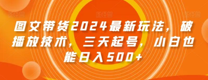 图文带货2024最新玩法，破播放技术，三天起号，小白也能日入500+【揭秘】-整合资源网