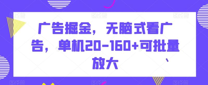 广告掘金，无脑式看广告，单机20-160+可批量放大【揭秘】-整合资源网