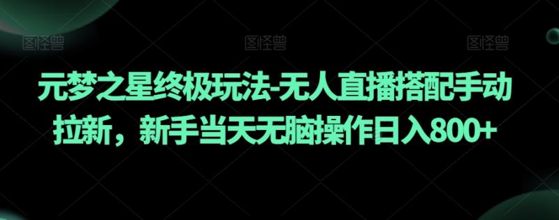 元梦之星终极玩法-无人直播搭配手动拉新，新手当天无脑操作日入800+【揭秘】-秀人资源网