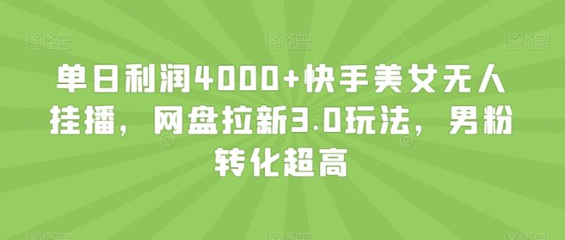 单日利润4000+快手美女无人挂播，网盘拉新3.0玩法，男粉转化超高【揭秘】-秀人资源网