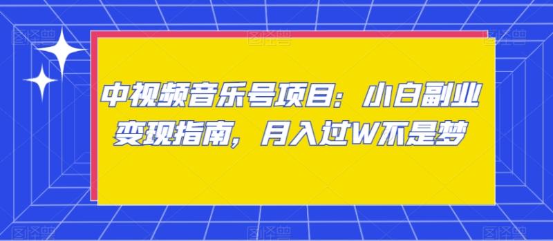 中视频音乐号项目：小白副业变现指南，月入过W不是梦【揭秘】-秀人资源网