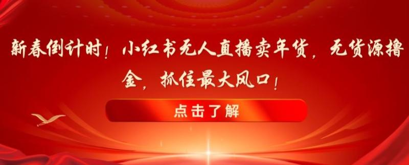 新春倒计时！小红书无人直播卖年货，无货源撸金，抓住最大风口【揭秘】-秀人资源网