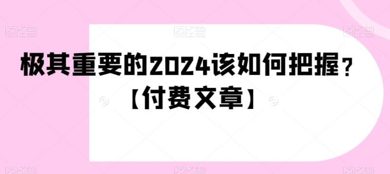极其重要的2024该如何把握？【付费文章】-秀人资源网