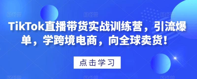 TikTok直播带货实战训练营，引流爆单，学跨境电商，向全球卖货！-秀人资源网