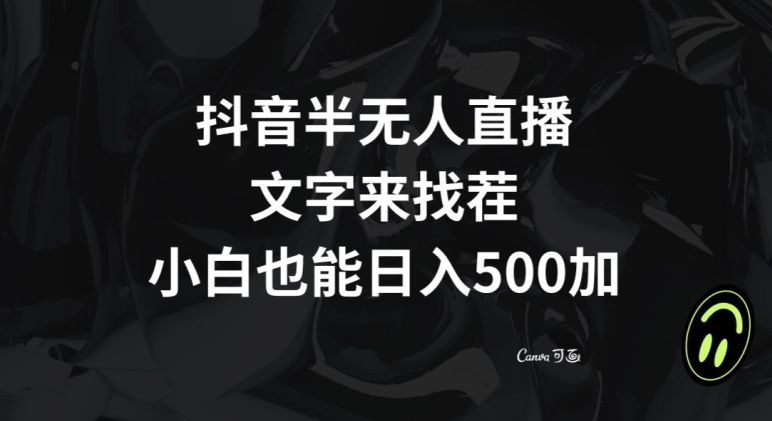 抖音半无人直播，文字来找茬小游戏，每天收益500+【揭秘】-整合资源网