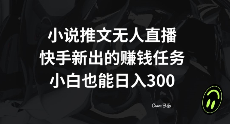 小说推文无人直播，快手新出的赚钱任务，小白也能日入300+【揭秘】-秀人资源网