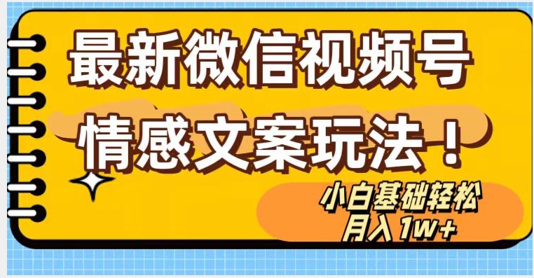 微信视频号情感文案最新玩法，小白轻松月入1万+无脑搬运【揭秘】-秀人资源网