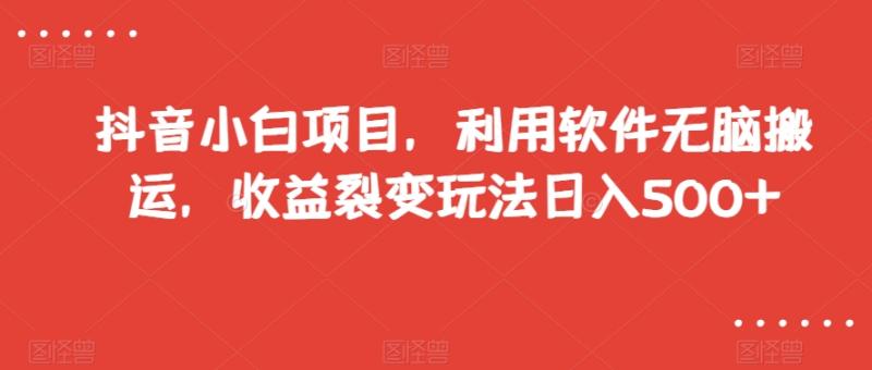 抖音小白项目，利用软件无脑搬运，收益裂变玩法日入500+【揭秘】-秀人资源网