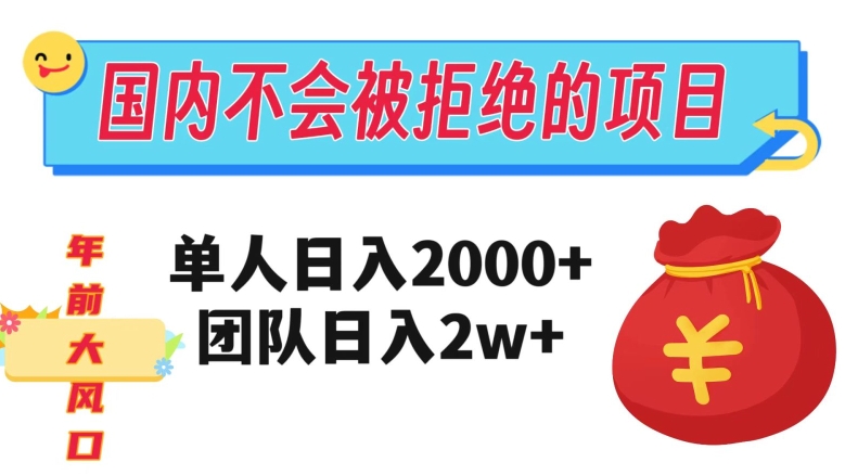 在国内不怕被拒绝的项目，单人日入2000，团队日入20000+【揭秘】-整合资源网