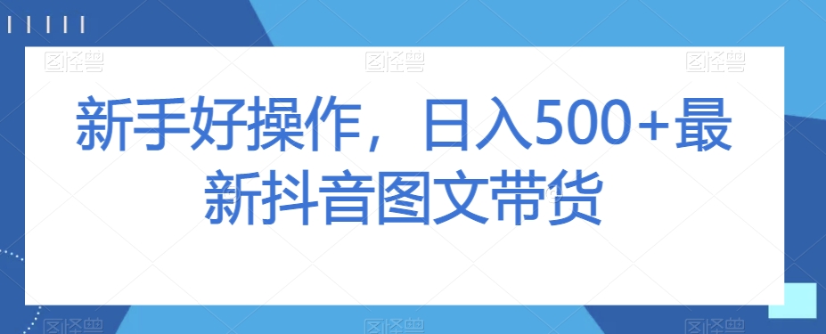新手好操作，日入500+最新抖音图文带货【揭秘】-秀人资源网