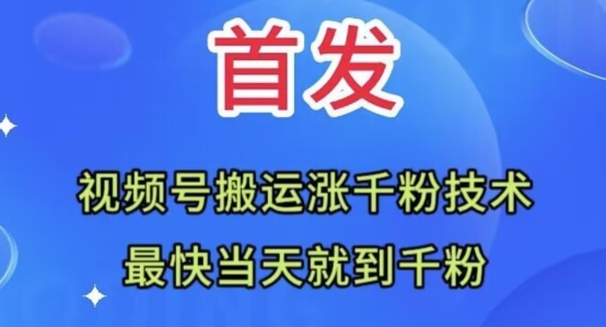 全网首发：视频号无脑搬运涨千粉技术，最快当天到千粉【揭秘】-整合资源网