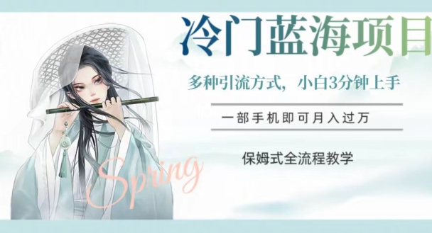 冷门蓝海项目，操作简单，小白3分钟上手，多种引流方式，保姆式全流程教学【揭秘】-秀人资源网