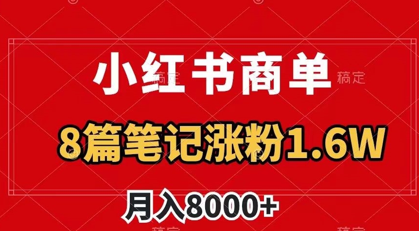 小红书商单最新玩法，8篇笔记涨粉1.6w，作品制作简单，月入8000+【揭秘】-秀人资源网