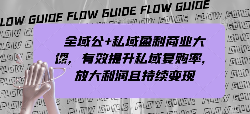 全域公+私域盈利商业大课，有效提升私域复购率，放大利润且持续变现-整合资源网