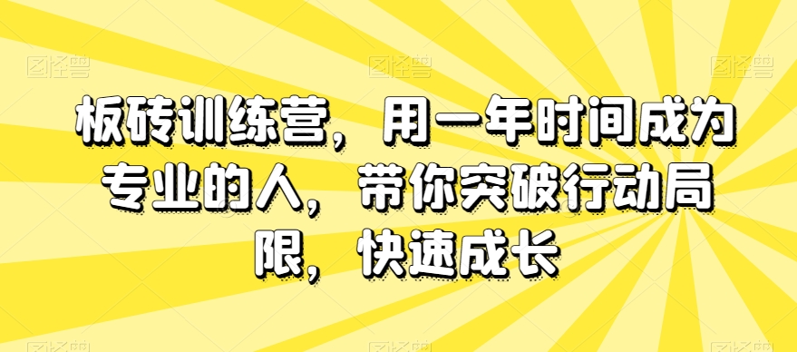 板砖训练营，用一年时间成为专业的人，带你突破行动局限，快速成长-秀人资源网