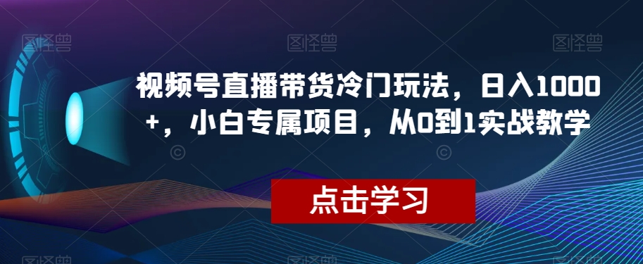 视频号直播带货冷门玩法，日入1000+，小白专属项目，从0到1实战教学【揭秘】-秀人资源网