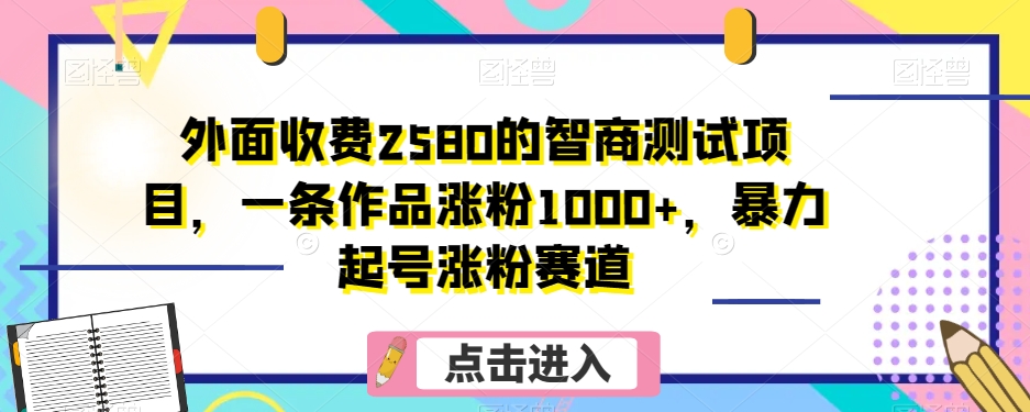 外面收费2580的智商测试项目，一条作品涨粉1000+，暴力起号涨粉赛道【揭秘】-秀人资源网