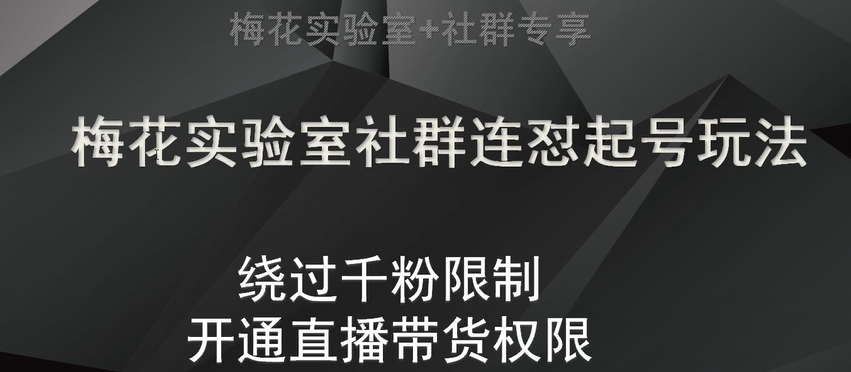 梅花实验室社群连怼起号玩法，视频号绕过千粉限制，开通直播带货权限【揭秘】-秀人资源网