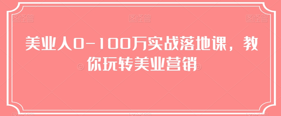 美业人0-100万实战落地课，教你玩转美业营销-整合资源网