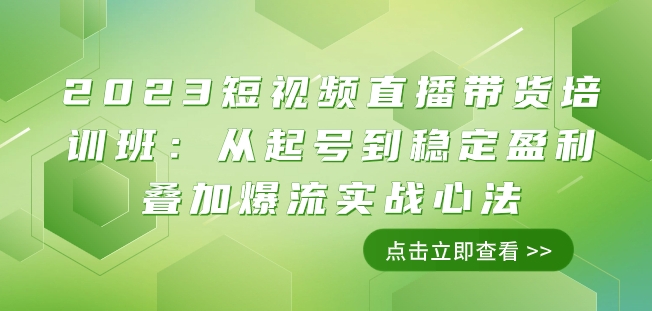 2023短视频直播带货培训班：从起号到稳定盈利叠加爆流实战心法（11节课）-秀人资源网