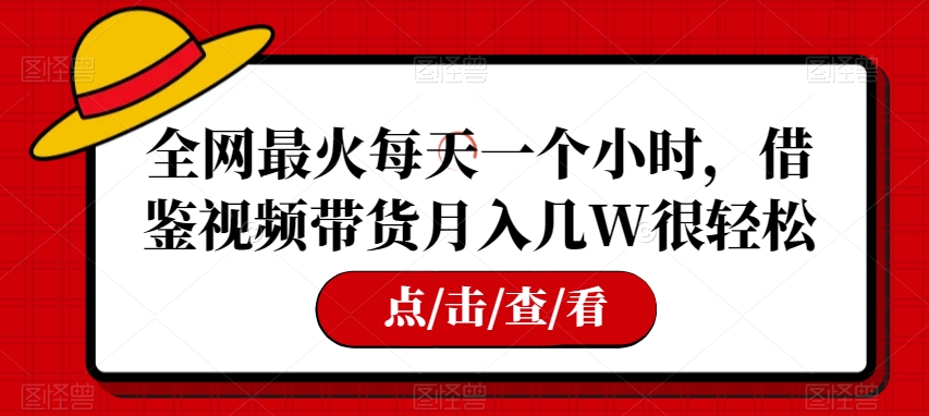 全网最火每天一个小时，借鉴视频带货月入几W很轻松【揭秘】-秀人资源网