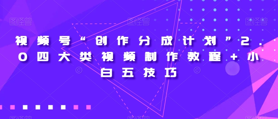 视频号“创作分成计划”2.0四大类视频制作教程+小白五技巧【揭秘】-秀人资源网