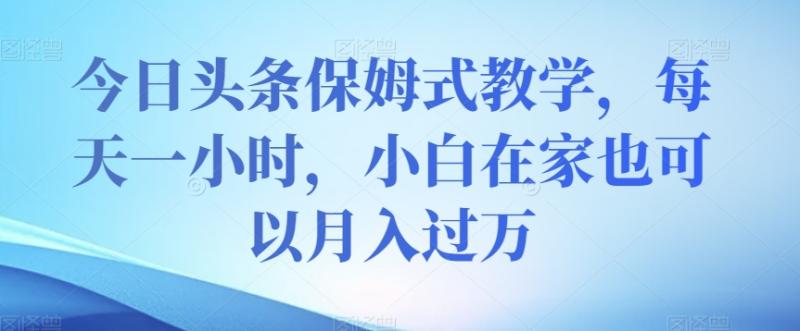 今日头条保姆式教学，每天一小时，小白在家也可以月入过万【揭秘】-秀人资源网