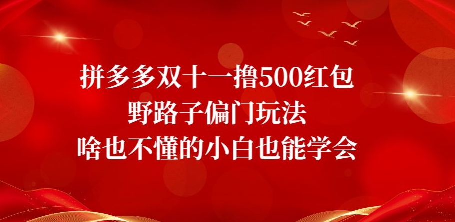 拼多多双十一撸500红包野路子偏门玩法，啥也不懂的小白也能学会【揭秘】-秀人资源网