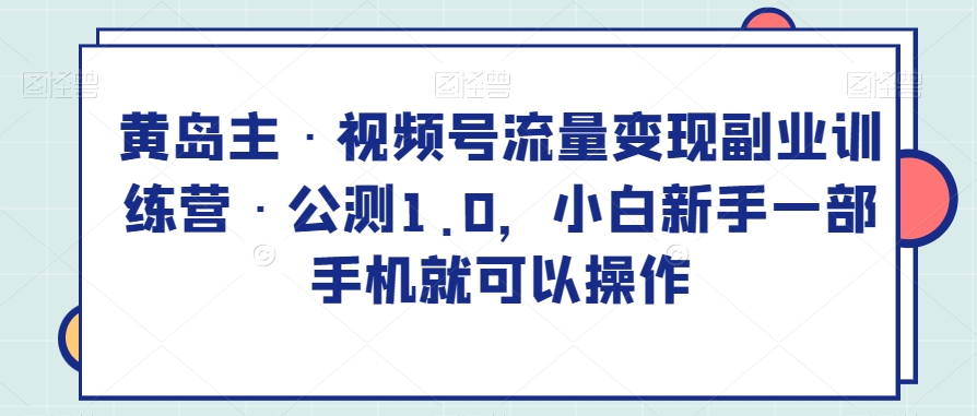 黄岛主·视频号流量变现副业训练营·公测1.0，小白新手一部手机就可以操作-秀人资源网