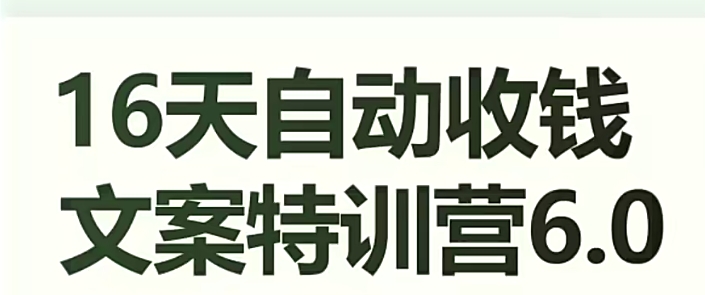 16天自动收钱文案特训营6.0，学会儿每天自动咔咔收钱-秀人资源网