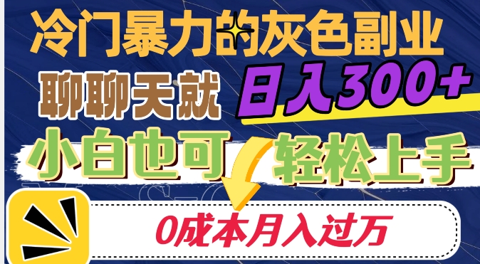 冷门暴利的副业项目，聊聊天就能日入300+，0成本月入过万【揭秘】-整合资源网