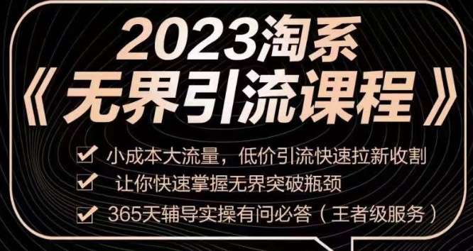 2023淘系无界引流实操课程，​小成本大流量，低价引流快速拉新收割，让你快速掌握无界突破瓶颈-秀人资源网