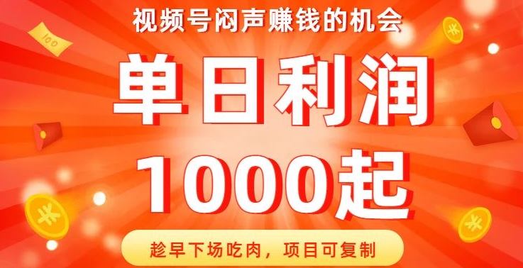 视频号闷声赚钱的机会，趁早下场吃肉，项目可复制，单日利润1000起【揭秘】-秀人资源网