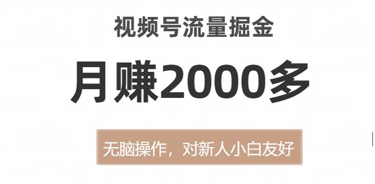 视频号流量掘金，无脑操作，对新人小白友好，月赚2000多【揭秘】-秀人资源网