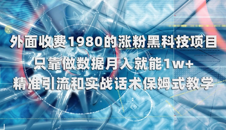 外面收费1980的涨粉黑科技项目，只靠做数据月入就能1w+【揭秘】-秀人资源网