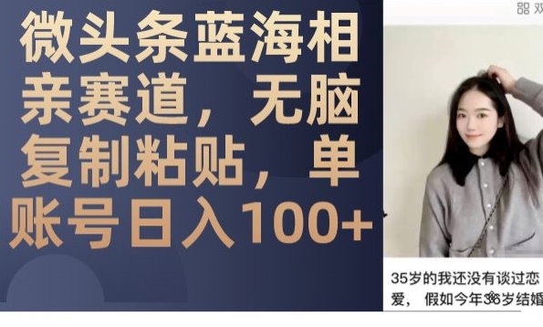 微头条蓝海相亲赛道，无脑复制粘贴，单账号日入100+-秀人资源网
