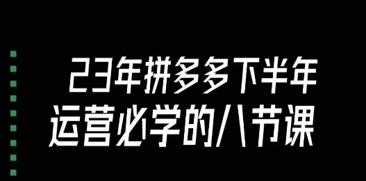 大牙·23年下半年拼多多运营必学的八节课（18节完整）-秀人资源网