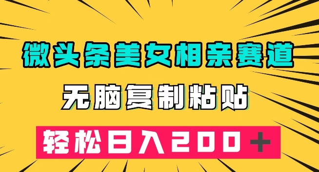 微头条冷门美女相亲赛道，无脑复制粘贴，轻松日入200＋【揭秘】-秀人资源网