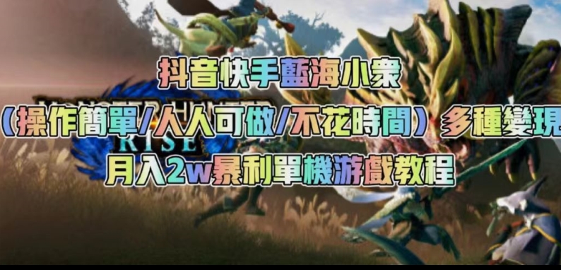 抖音快手蓝海小众（操作简单人人可做不花时间）多种变现月入2w＋暴利单机游戏教程-秀人资源网