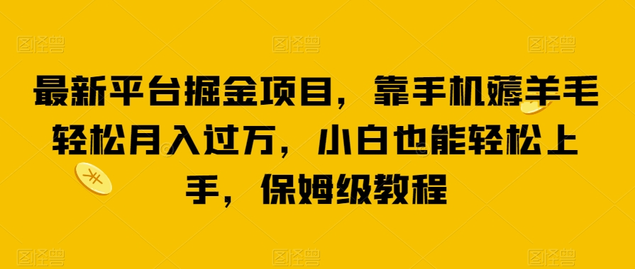 最新平台掘金项目，靠手机薅羊毛轻松月入过万，小白也能轻松上手，保姆级教程【揭秘】-秀人资源网