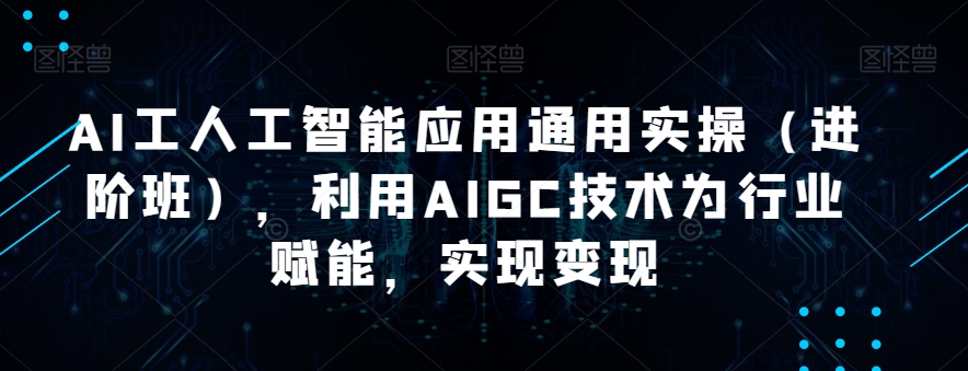 AI工人工智能应用通用实操（进阶班），利用AIGC技术为行业赋能，实现变现-秀人资源网