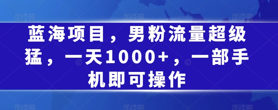 蓝海项目，男粉流量超级猛，一天1000+，一部手机即可操作【揭秘】-秀人资源网