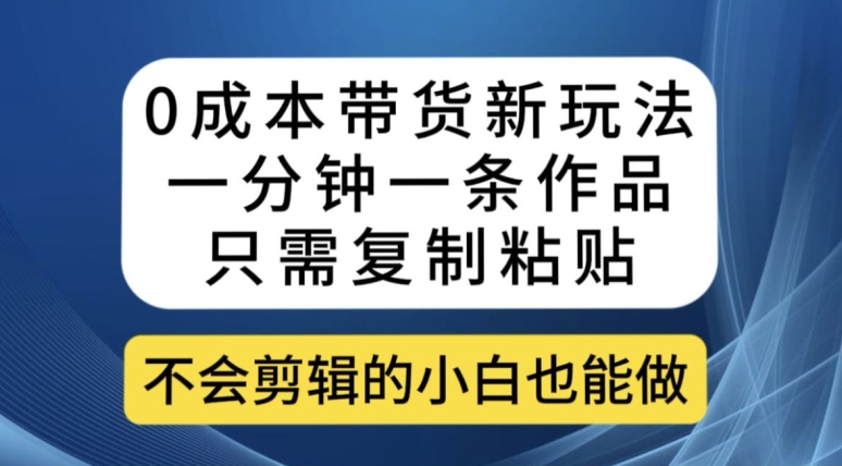 0成本带货新玩法，一分钟一条作品，只需复制粘贴就可以做-秀人资源网