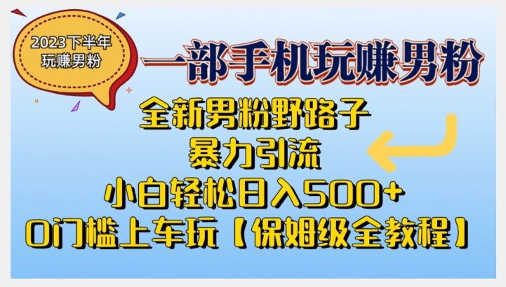 2023全新男粉野路子暴力引流，小白轻松日入500+，全新野路子玩法，0门槛上车玩【保姆级全教程】-整合资源网