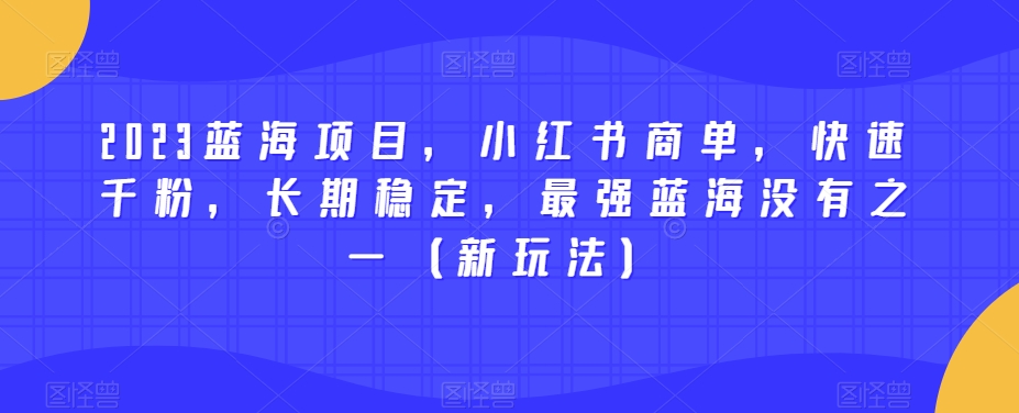2023蓝海项目，小红书商单，快速千粉，长期稳定，最强蓝海没有之一（新玩法）-秀人资源网